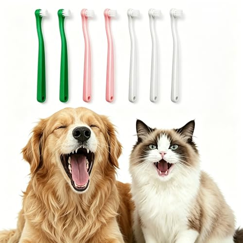 7 Pcs Ultra Soft Pet Toothbrushes for Puppy Kitten, Small Dog Cat Dental Care, Deep Clean Puppy Tooth Brushing Kit, Color Coded Anti-Bite Handle (3 Color)
