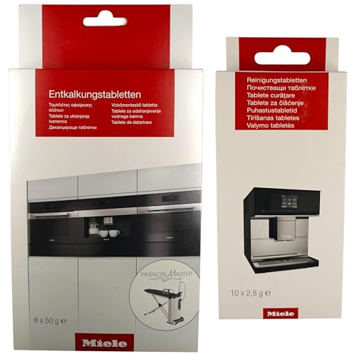 Miele Compresse Decalcificanti e Detergenti per Macchine da Caffè Automatiche, 6 Pastiglie Decalcificanti e 10 Pastiglie per la Pulizia