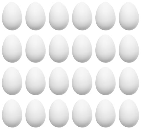 Cheerock 24Pcs Egg Shakers, Plastic Percussion Maracas Musical Instruments, DIY Painting Easter Eggs, Bulk Rhythm Shaker Set for Party Favors, Holiday Basket Stuffers and Noise Makers, White