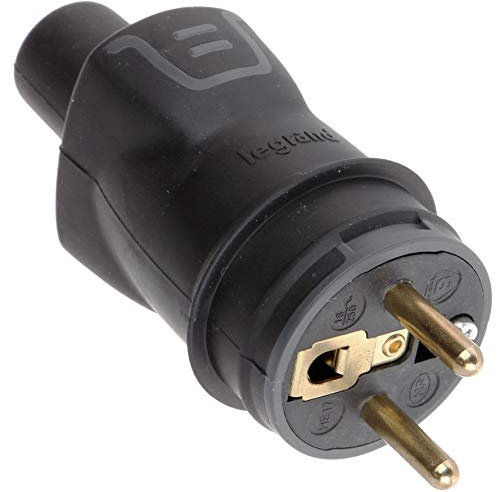 LEGRAND - Fiche Mâle Avec Terre - Fiche Electrique Caoutchouc avec Serre-Câble à Vis - 16A - Sortie Droite - Fabriqué En France - Noire