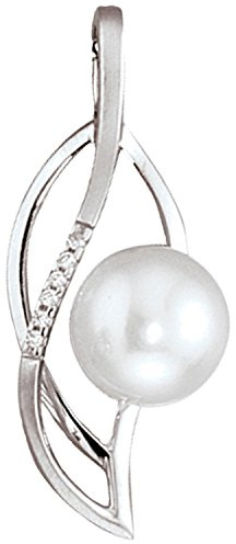 Jobo Damen-Anhänger aus 14 Karat 585 Weißgold mit Perle und 6 Diamanten