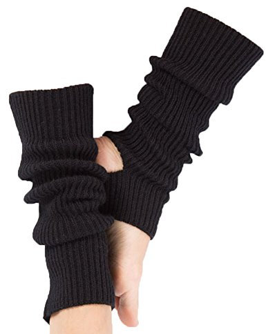Hustar Damen Gestrickt Stulpen Beinwärmer Yoga Ballettstulpen Winter Warm Beinstulpen mit Fersenloch Schwarz