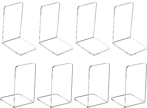 Buchstützen, 8 Stück, rutschfest, schweres Metall, langlebig, stabil, robust, für Bücher, Organizer, Telefonzelle, Bücherregal, Dekoration, Schreibwaren, Geschenk Plastic Acrylic_4 Pairs
