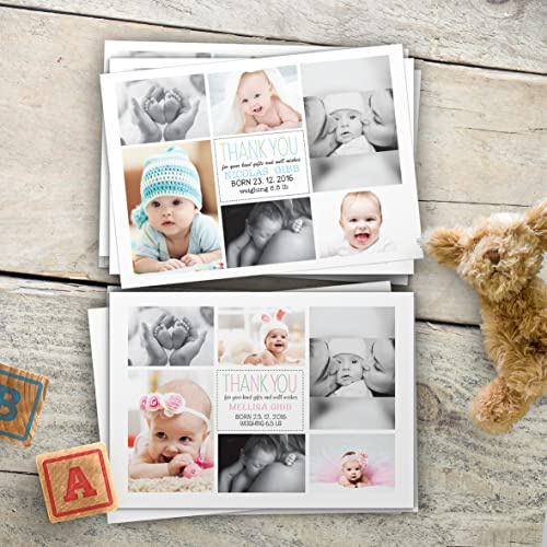 Baby Thank You Cards, Personalised, Birth Announcement, Girl or Boy Thank You Cards (Design 21)