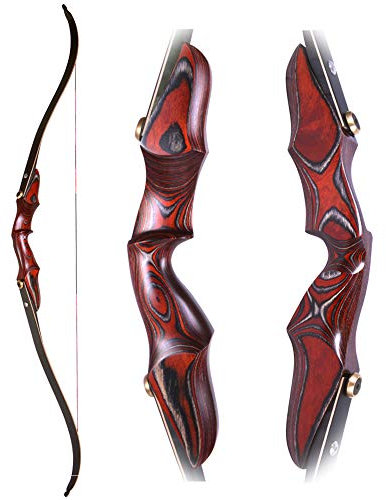 SHARROW 58 Zoll Bogenschießen Takedown Recurve Bogen ILF Wurfarme und Bogen Riser Jagdbogen Erwachsene Sportbogen 20-50lbs Holzbogen für Outdoor-Jagd Schießen (Rot, 30lbs)