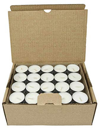 Pack of 80 Natural Tealights – 8-Hour Burn Time Each Tea Light – 100% Soy White Wax – in Aluminium Cup Candles Friendly to The Environment – Lead & Paraffin & Plastic Free