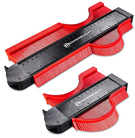 Powerbuilt 2 Piece Contour Gauge Set – 5 Inch & 10 Inch Profile Duplicator With SAE/Metric Scales – Shape Copy Tool for Tile, Flooring, Woodworking – 240353