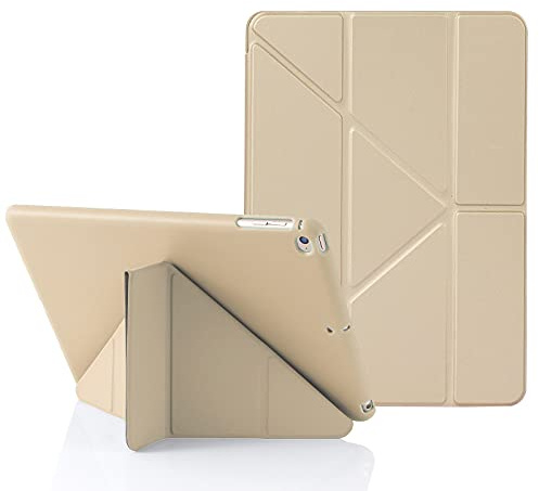Origami iPad Hülle für iPad 9,7 Zoll 6. 2018 & 5. 2017 Gen, auch für iPad 9,7 Zoll Air 1. 2013 & Air 2. 2014, 5-in-1 Verschiedene Betrachtungswinkel, Glatte Silikon-Hülle Weiche TPU Rückseite - Beige