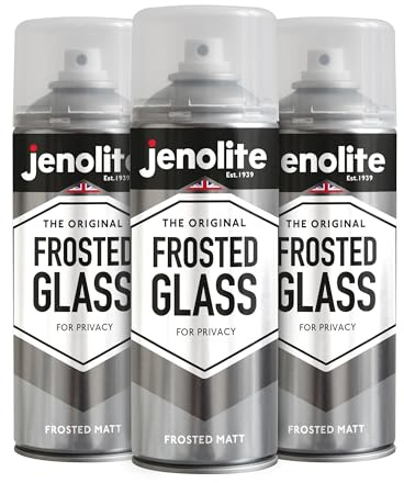 JENOLITE Pintura en aerosolpara vidrio esmerilado | OPACO | Spray semitransparente para ventanas y puertas | Acabado mate | Para más privacidad | 3 x 400ml