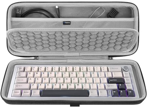 Geekria 65% tangentbordsskydd, hårt resefodral i hårdplast för 68-tangenters kompakt tangentbord, kompatibelt med Keychron K6/ K6 Pro/Keychron Q2 Pro/ Q2 Max, HyperX Alloy Origins 65