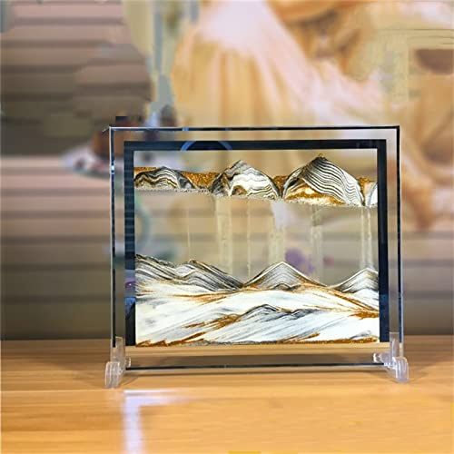 LCDOCLAK bild med rörlig sandkonst (30 x 25 cm), 3D-timglas djupt hav sandlandskap, 3D-skrivbordskonst för dekoration i hemmakontor