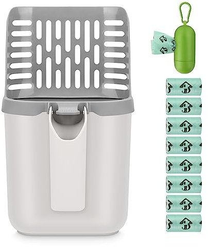 MYPIN NEU Katzenstreu-Schaufel mit Beuteln, Verbesserte Schaufel für Katzenstreu, Katzenstreuschaufel mit extra 135 Beuteln, große Kapazität Tragbare Schaufel für Abfälle