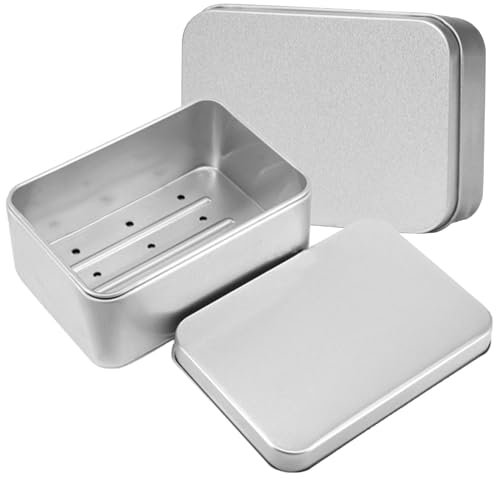 2 Pièces Boite a Savon,Boite Savon Voyage,Boite à Savon,Boite à Savon Voyage,Boîte à Savon en Aluminium avec égouttoir Amovible,sans Plastique,Porte-Savon en Métal Aluminium,9.6 * 6.8 * 3cm