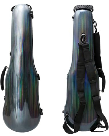 Vetimobato Dazzling Hard Shell Violin Case 4/4 Full Size Strong Flight Carbon Fiber Violin Box with Straps Travel Violin Case (Multi-colored)