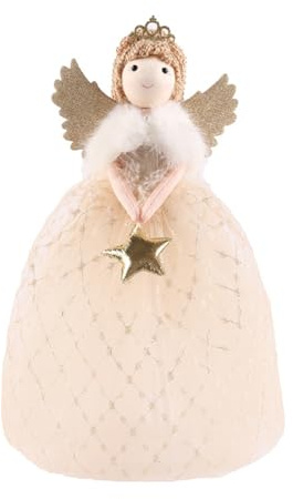 YTFSKFUI Adorno de ángel para la parte superior del árbol de Navidad, adoración de árbol de Navidad de peluche linda de 26 * 15 cm, adoración de ángel creativa para Navidad, ángel para manualidades de
