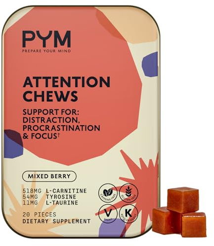 PYM Attention Chews, Mixed Berry (20 Count) | Energy and Focus Support