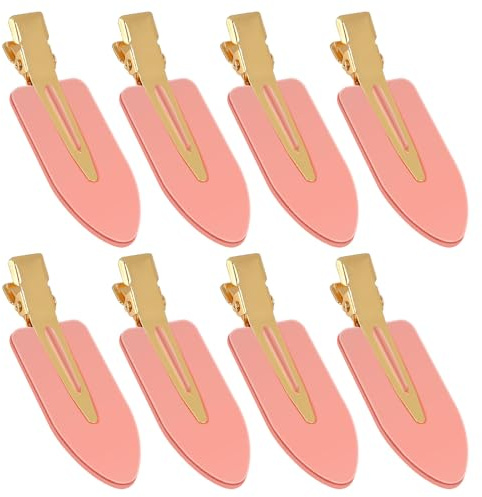 8 pinzas de pelo para peinar, sin doblarse, sin arrugas, para mujeres y niñas, pinzas planas para cabello fino para maquillaje (rosa)