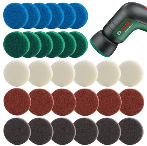Aufsatz für Bosch Universal Brush 30 Stück Akku Reinigungsbürste Pad für Bosch mit 5 Modell Küchenpad Schaumstoffpad Mikrofaserpad Hochleistungspad zum Bosch Home/Garden 6033 Reinigungsbürste