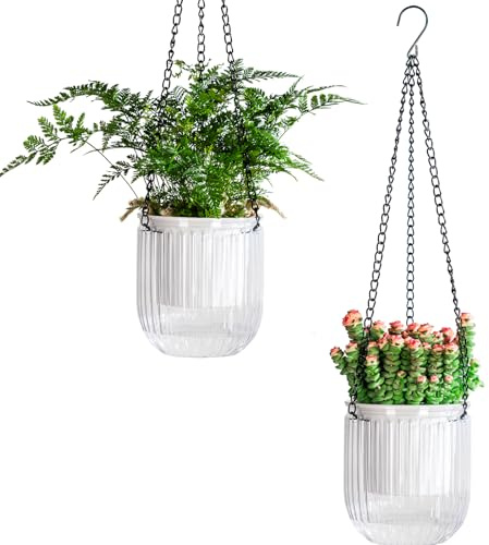 Calvalor 11,5 cm Hängande Krukor för Växter och Blommor, Uppsättning om 2, Utomhus Ampel
