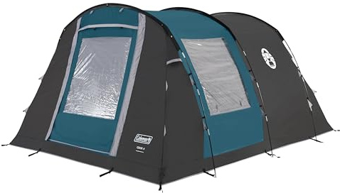 Coleman Cook 4 Family Tent | 4 Man Tunnel Tent with Separate Living And Sleeping Area | Easy To Pitch | 4 Person Camping Tent | 3000mm Waterproof | with Sewn-in Groundsheet