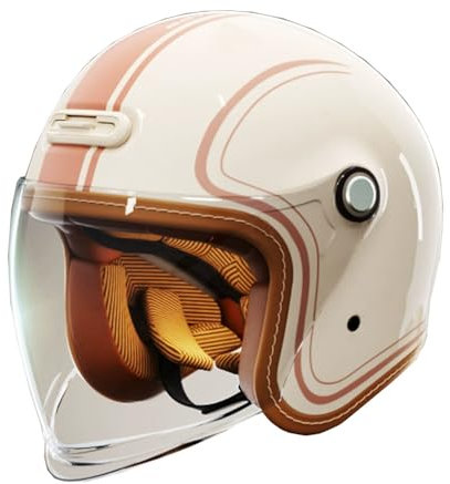 JATIBOSH Respirant Anti-Rayures Classic Casque Moto avec Visière, Facile À Utiliser RéTro Demi Casque avec Mentonnière Réglable, pour Adapté Aux Motos ÉLectriques Scooters ECE Certifiés