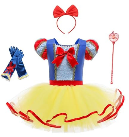 Lito Angels Princess Snow White Ballerina Costume for Kids Girls, Fancy Ballet Tutu Dress Dance Wear Outfit, Age 12-24 Months, Yellow (Tag Number 90)