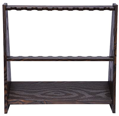meiliwmlo Soporte para taco de billar en esquina, soporte de suelo, soporte para taco, forma cuadrada, almacenamiento ordenado, diseño poroso, adecuado para salón, bar (marrón y negro)