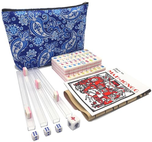 XuMoZC American Mini Mahjong Set 166 Mahjong Tiles 0.9-inch American Mahjong Game Pink Set Thickened Mah-Jongg Tiles Bag Mahjong Tile Set