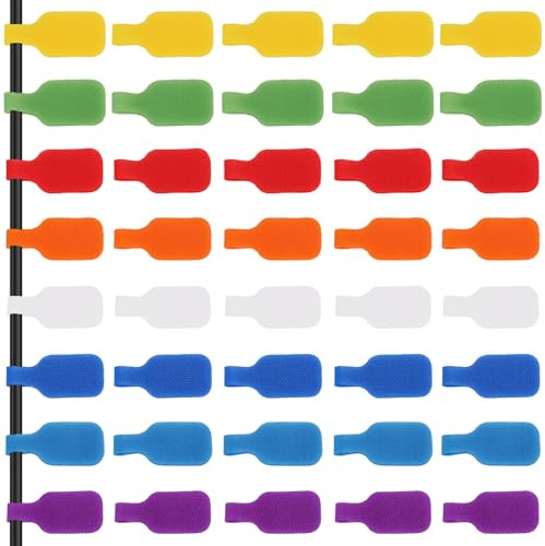 Étiquette de câble - Lot de 40 clips de marquage de câble pour un marquage efficace des câbles, compatibles avec les câbles de différentes tailles, pour la maison et le bureau - 4 cm x 2 cm