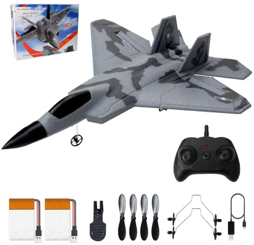 Rakuker Avión Teledirigido, 2.4Ghz 2 Canales Avión RC con Luz LED A-vión de Control Remoto con 3 Ejes Giroscopio Sistema Aviones de Radiocontrol con Mando a Distancia y Baterías para Niños Adultos