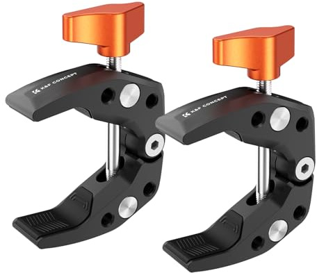 K&F CONCEPT 2 Pack Camera Mount Clamp, Super Crab Clamp with 1/4 Thread Holes for Round Pipe Flat Surface, Monitors, LED Lights, and Other Photographic Accessories