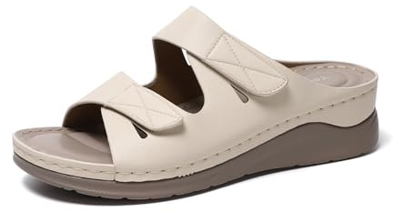 Yeeteepot Sandalias Mujer Elegante Ajustable Cuña Zapatos Beige 40 EU