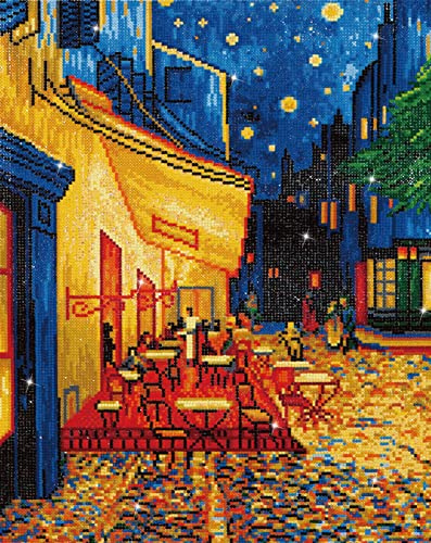 Diamond Dotz DD10-005 Café bei Nacht von Van Gogh, ca. 42 x 52 cm groß, Diamond Painting, Malen mit Diamanten, funkelndes Bild zum Selbstgestalten, für Kinder und Erwachsene