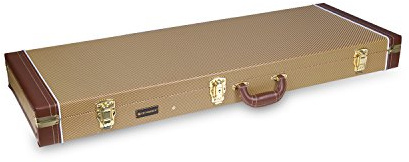 Crossrock Electric Guitar Wood Case Fits Fender Telecaster and Stratocaster-Vinyl Tweed (CRW600ETW)