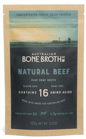 ABBCo Natural Beef Bone Broth Powder - Gluten Free, Soy Free, Dairy Free Concentrated Beef Broth with 16 Key Amino Acids - Ideal Base Beef Protein For Customized Flavors, Instant Beverage