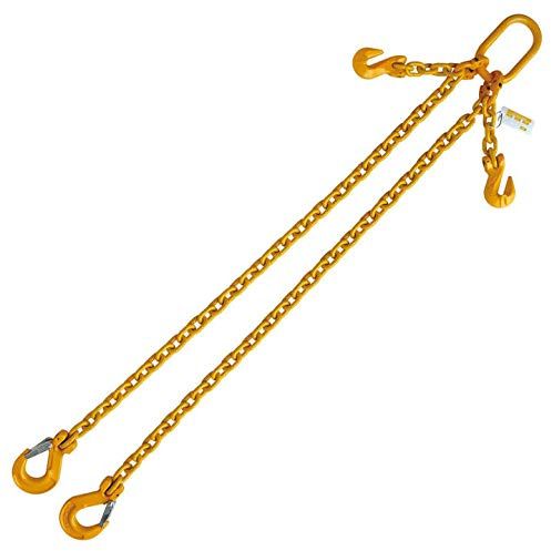 Grade 80 5/16X12' Chain Sling Double Leg Adjustable with Sling Hooks 7800 LBS Capacity