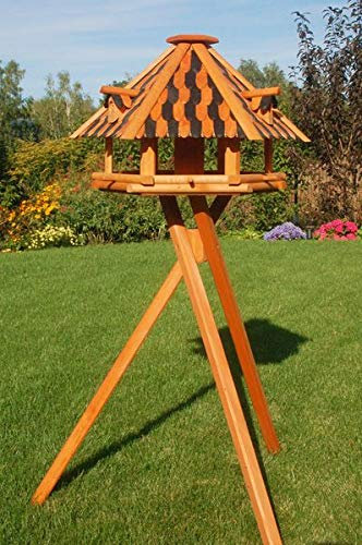 Deko-Shop-Hannusch XL - XXL Luxus Vogelhaus, wahlw. mit Solar/Ständer, absoluter Blickfang, Vogelfutterhaus aus Holz, V13, Farbe/Ständer:V13XXL braun Ständer u. Solar