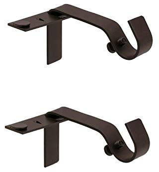 Kenney – Fast Fit Curtain Rod Brackets, No-Drill, No-Measure Installation, Durable Metal Design, Fits 1/2 & 5/8 Curtain Rods, Oil Rubbed Bronze, 2-Pack