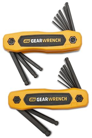 GearWrench 83510 SAE/Metric Folding Hex Key Set, 17 Piece Alloy Steel