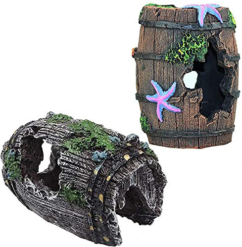 Decorazioni per Acquari, 2 Pezzi Decorazioni per Acquari Grotta Resina, Arredo per Acquario, Simulazione per Acquario Paesaggistica Decorazione, Grotta Artificiale, per Acquari o Casa Ornamenti