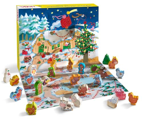 HABA My First Advent Calendar Farmyard Themed Wooden Animals, Christmas Toddler Activities, A Reusable Advent Calendar for Kids