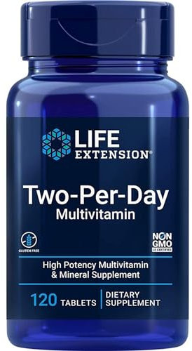 Life Extension, Multivitamin Two per Day, 120 Compresse, Testato in Laboratorio, Senza Glutine, Senza Soia, Non OGM