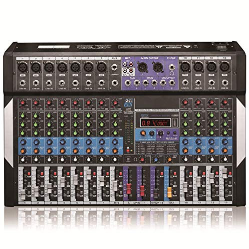 HODAGES DJ Mixer Controllers 12-Channel Bluetooth Studio Audio Mixer - DJ Sound Controller Interface w/USB Drive 24BIT Digital Multi-Effect Processor