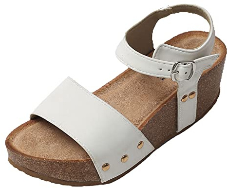 JOMIX Sandali Donna Estivi Eleganza e Comodit√† - Tacco Largo 5 cm - Bianca - EU 38
