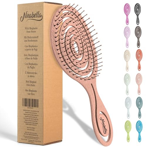 Ninabella Spazzola Districante per Capelli - Scioglinodi e a Spirale per Donna e Uomo - Spazzola per Capelli Ricci Lisci e Bagnati - Ergonomica e Delicata - Oro Rosa