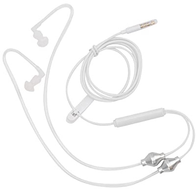 Air Tube hörlurar, hörlurar W handsfree mikrofon Cerradura osynliga öronsnäckor trådbundna för 3,5 mm uttag (vit)