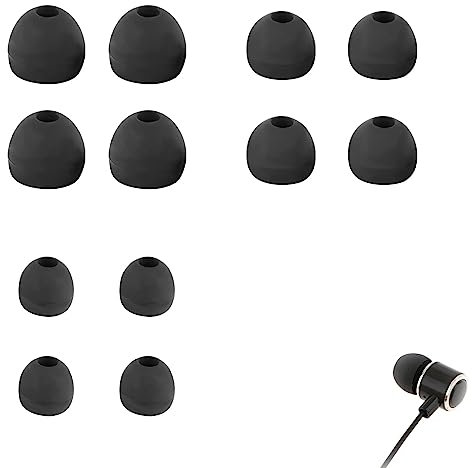 6 Pairs Replacement Earbud Tips, Ear Buds Replacement Rubber Tips Earphone Buds, 3 Sizes(S/M/L) Silicone Earbuds for In-Ear Headphones (Black)