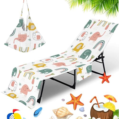 Fundas Tumbona Con Bolsillo Para Silla De Playa/Colchoneta Tumbona Jardin Toalla De Playa Funda Protectora Para Cojines Tumbonas Microfibra Cubierta Para Silla De Piscina (75 x 210 cm,Colour 8)