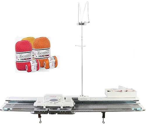 Machine à tricoter automatique - 6,5 mm, 150 points, machine à tricoter domestique en plastique avec aiguilles à fil et accessoires pour adultes/enfants