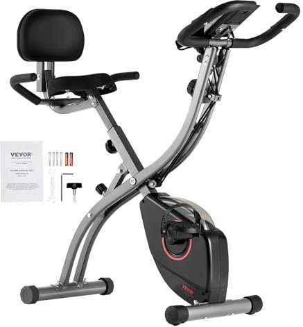 VEVOR Klappbares Heimtrainer-Fahrrad, faltbares Fitness-Heimtrainer-Fahrrad, einstellbarer magnetischer Widerstand, Indoor-Fahrrad für das Training im Fitnessstudio, bequemes Sitzkissen LCD-Monitor
